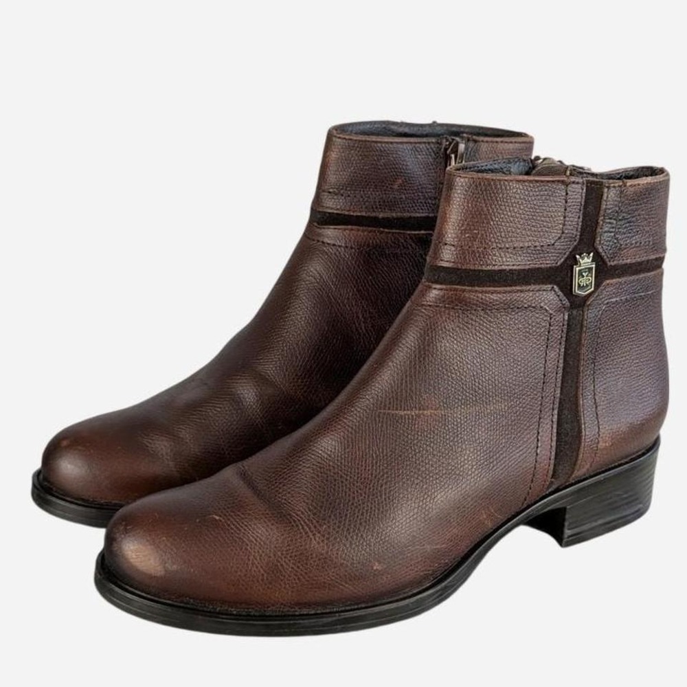 Lyard Pebbled Leather Side Zip Ankle Boot Brown Lisa Tummi Texas Size 7.5 - Picture 2 of 9